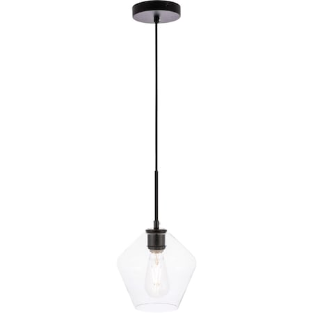 Gene One Light Black And Clear Glass Pendant